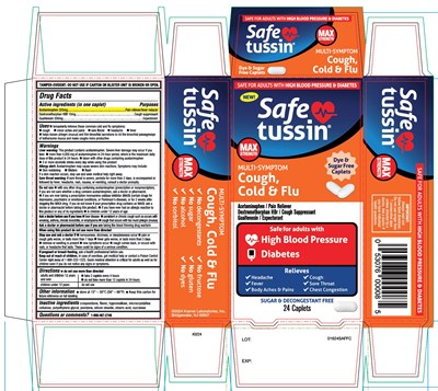 Safetussin Ms Cough Cold Flu 24 Caplets (Nq Hbp 8oz)
